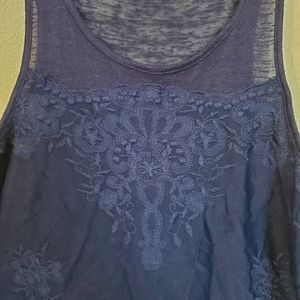 About A Girl Navy Lace Tank Top (S)